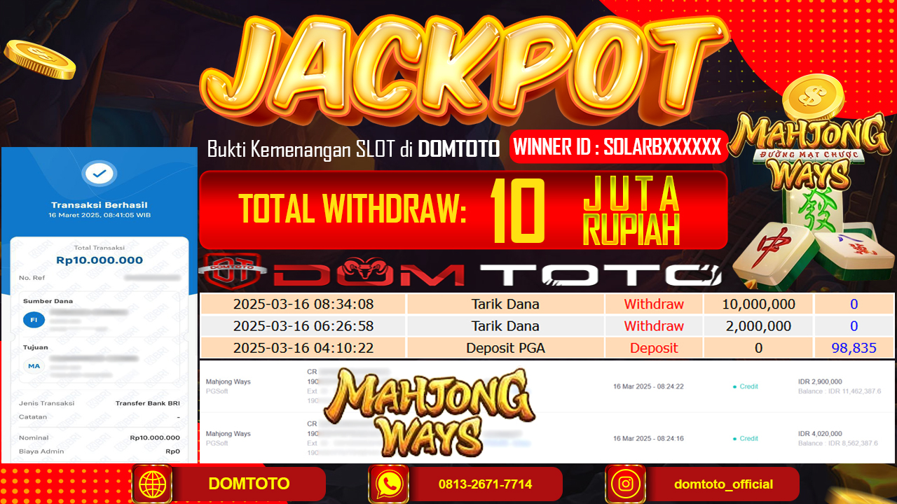 JACKPOT SLOT MAHJONG WAYS  16 MARET 2025